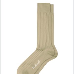 NWT Pantherella Dress Socks Sea Island Cotton Light Khaki Regular England